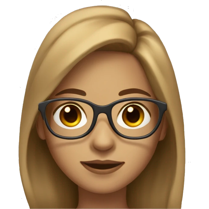 Girl with light brown slightly wavy hair , with light tan skin ad glasses. Also brown eyes emoji