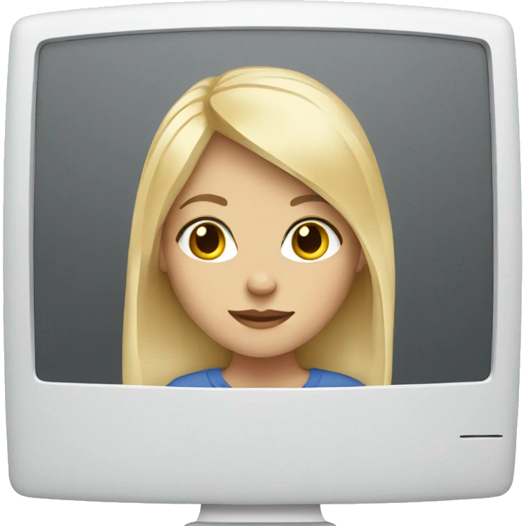 white and blonde Girl with computer emoji