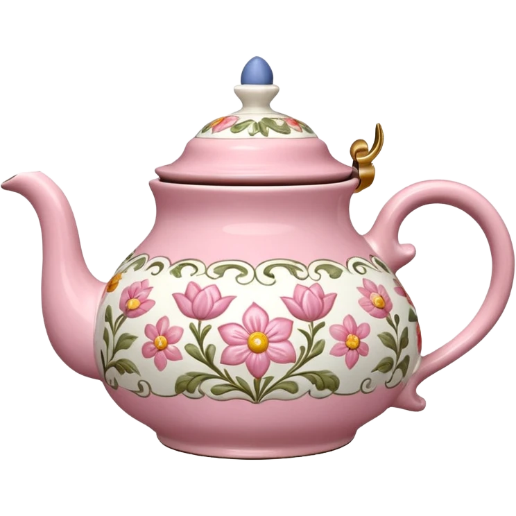 A pink and white flowery TeaPot emoji