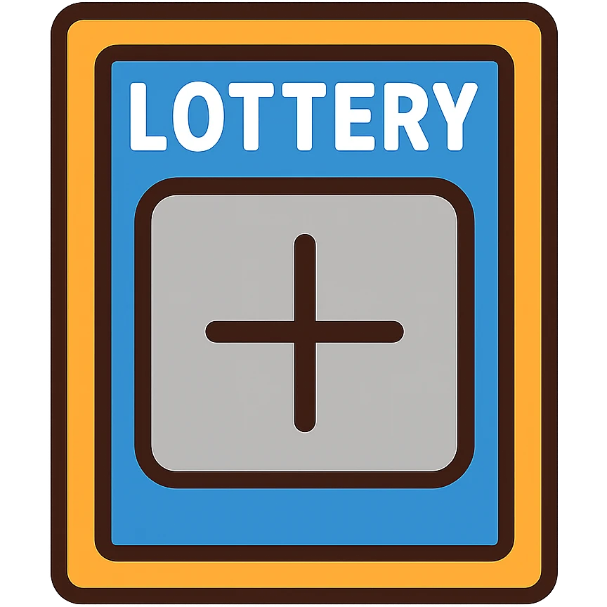 flat toon style lottery scratcher ticket with a plus sign emoji