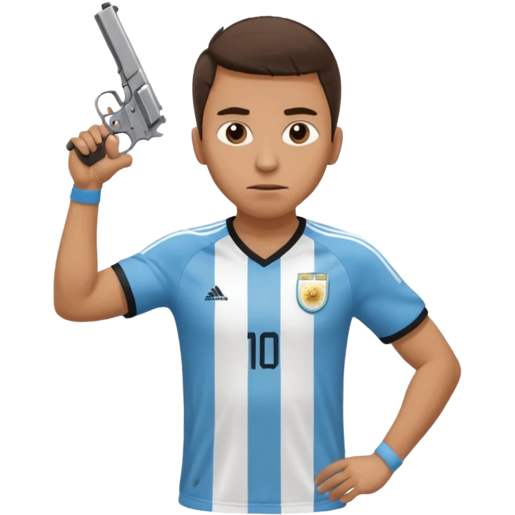 haz un turro con una biszera para atras y con un arma remera argentina pero arma de fuego que tenga un revolver solo emoji