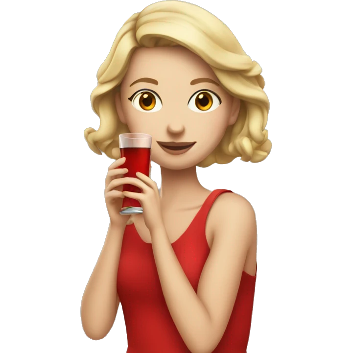 white woman short red dress drinking emoji
