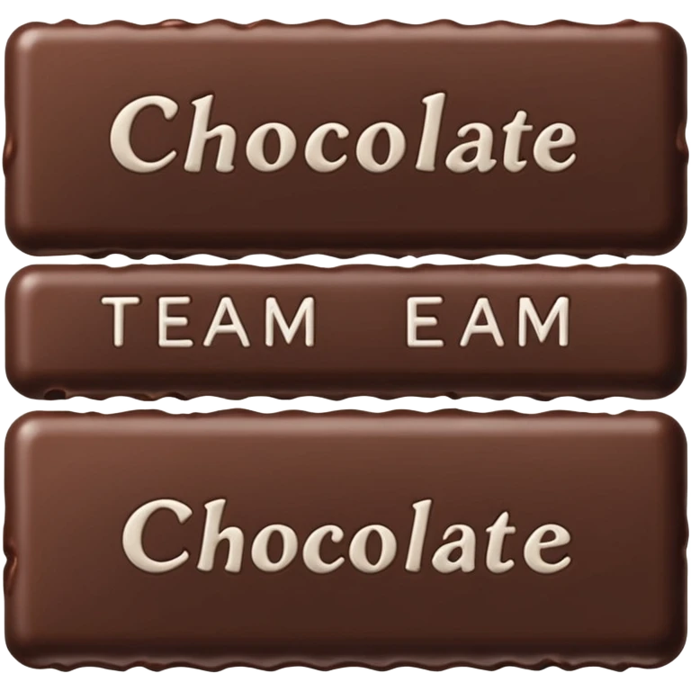 Chocolate bar that says team Chocolate  emoji