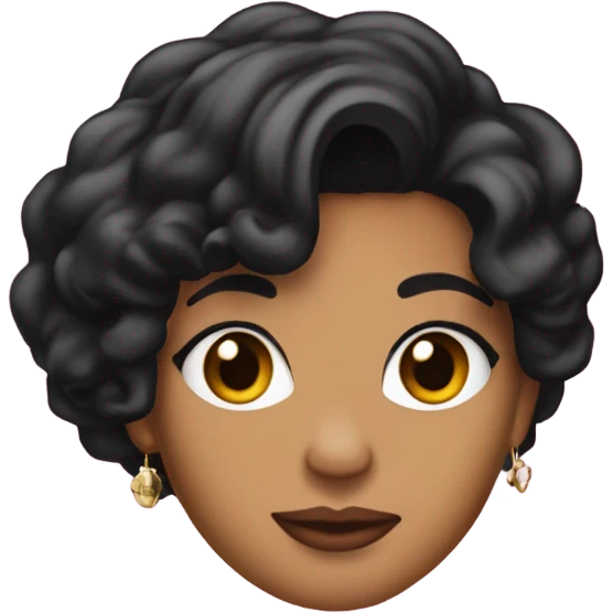 Tanned woman with black hair dressed in 1990s r&b hair, makeup, and attire  emoji