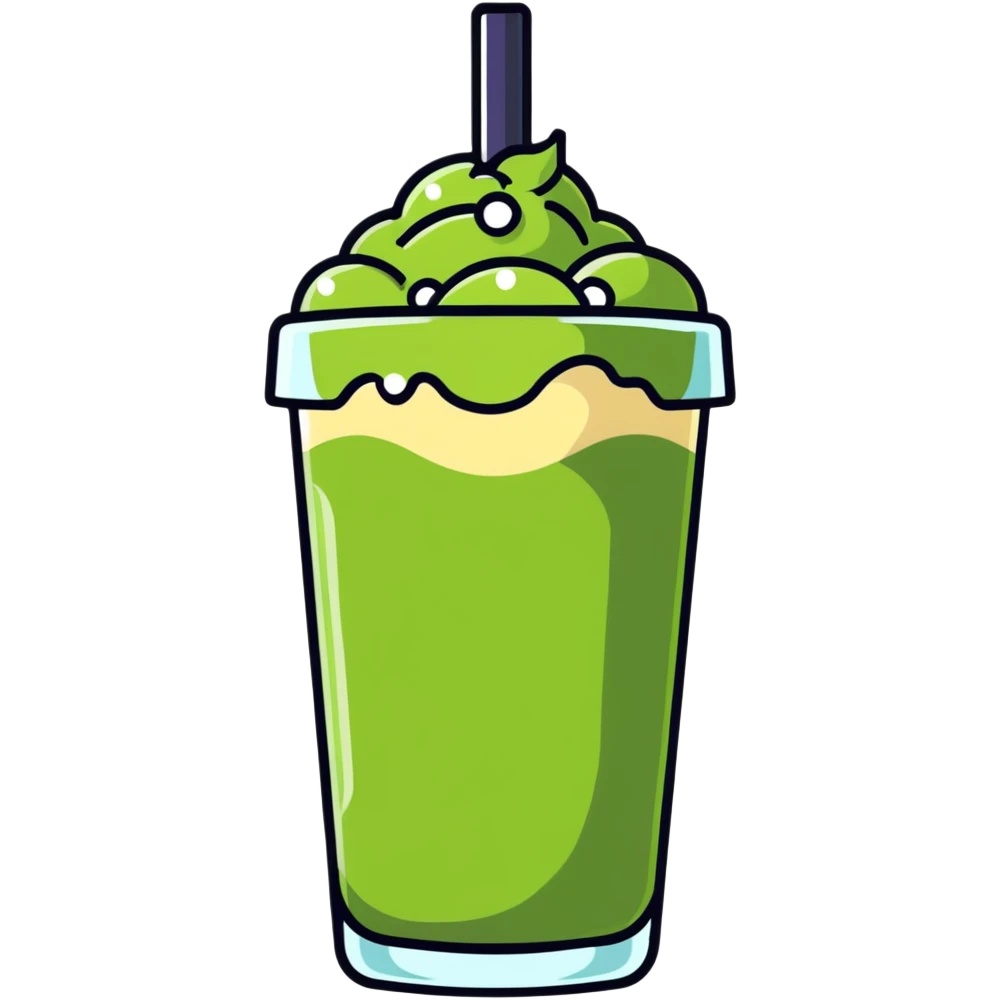 iced matcha latte with boba pearls emoji