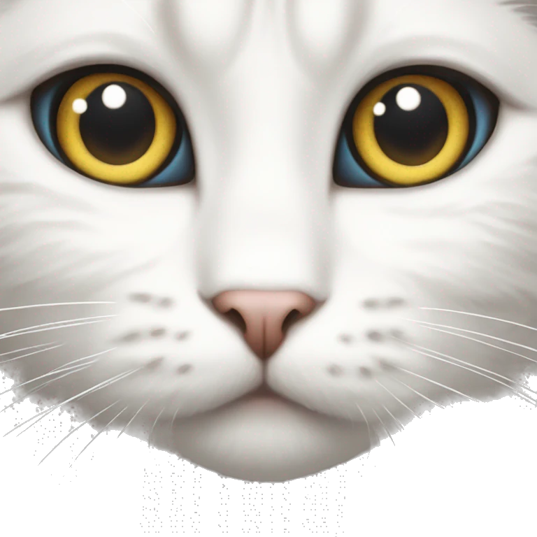 White cat with eyes in love emoji