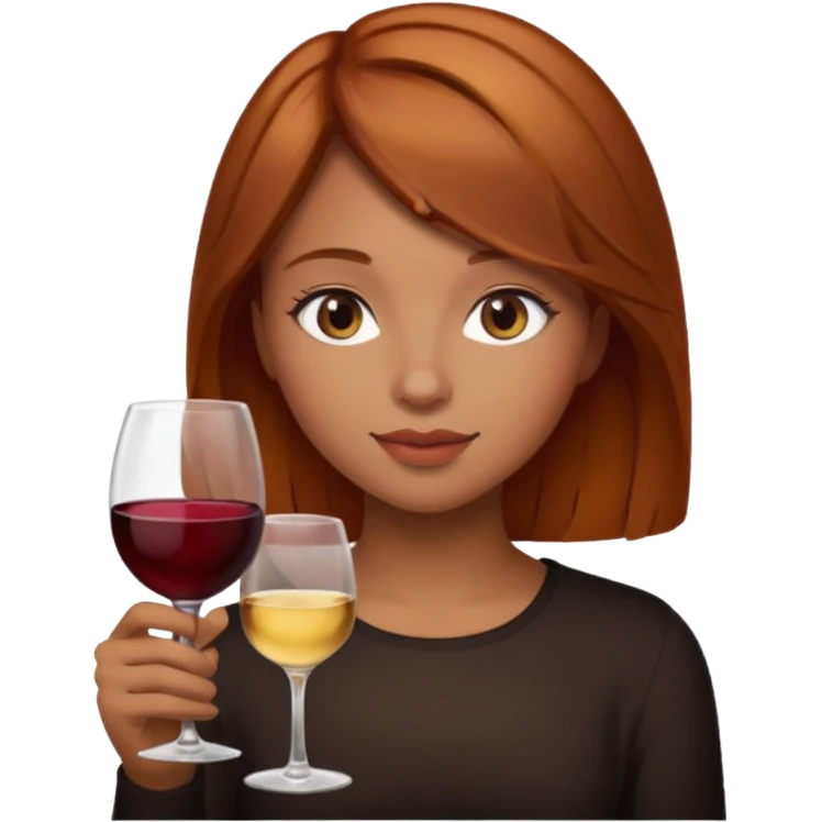 Girl with Brownish Amber hair and Boobs drinking wine emoji