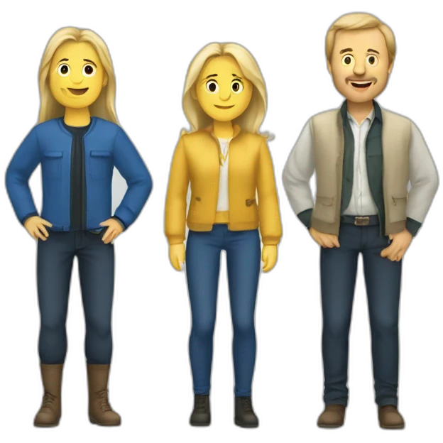 2 swedish men and women, ABBA-style clothes, full body emoji