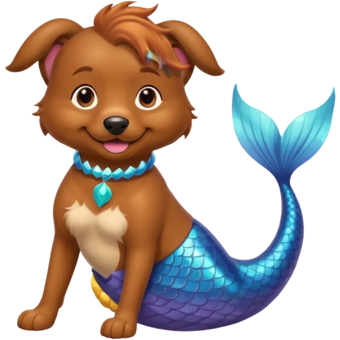 Happy brown dog with mermaid tail emoji