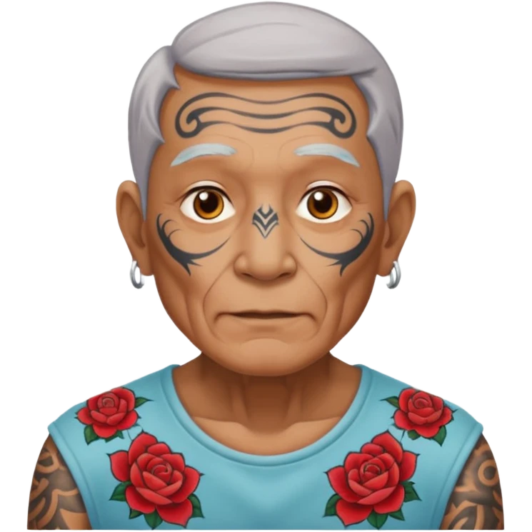 elderly man with body and face tattos emoji