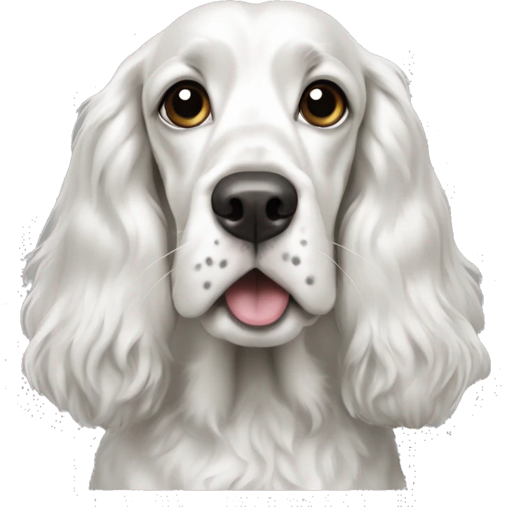black and white english cocker spaniel with nose spots and open mouth emoji