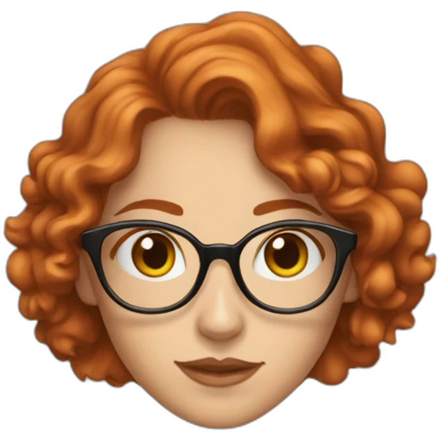 Woman; caucasian; roung transparent glasses; redhead; curly hair emoji