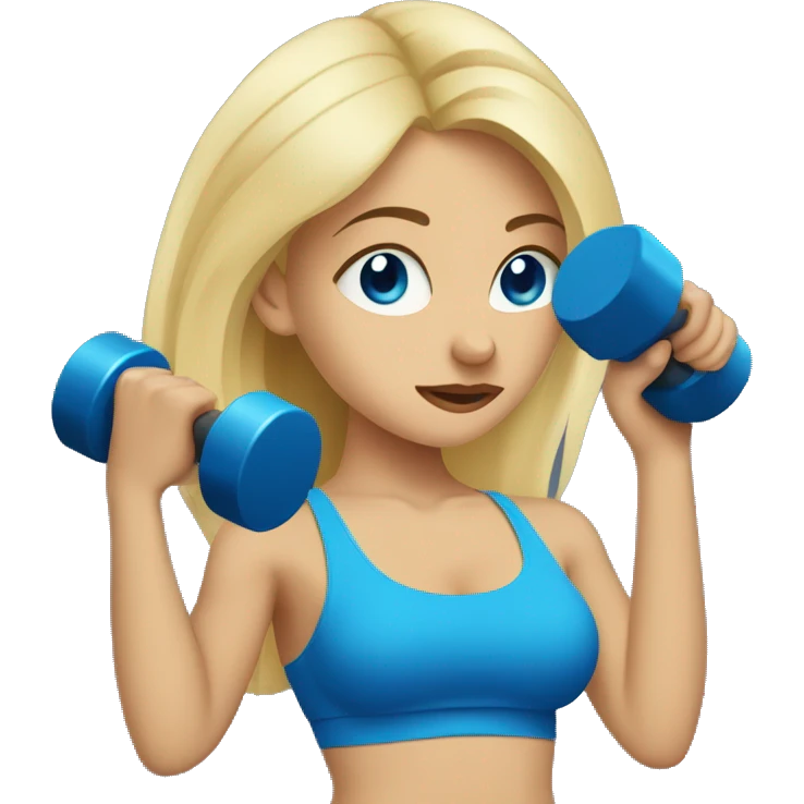 girl working out blue eye blonde hair lifting weights emoji