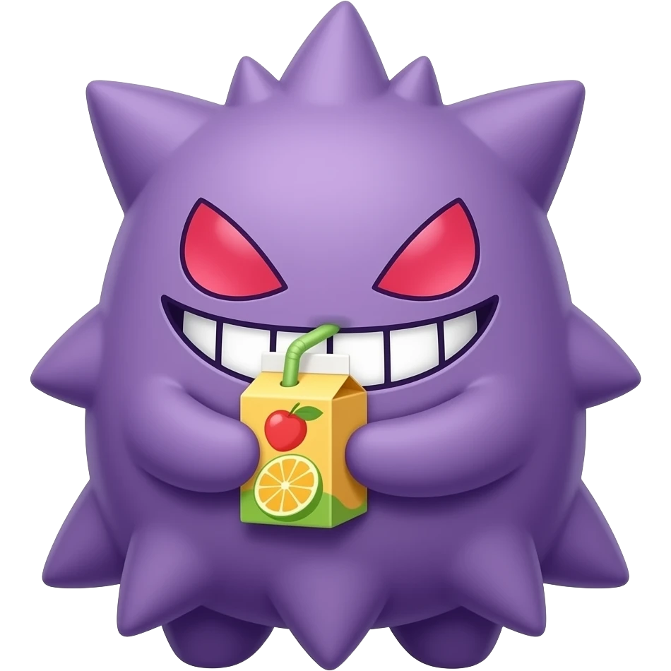 Cute Gengar drinking juice box emoji