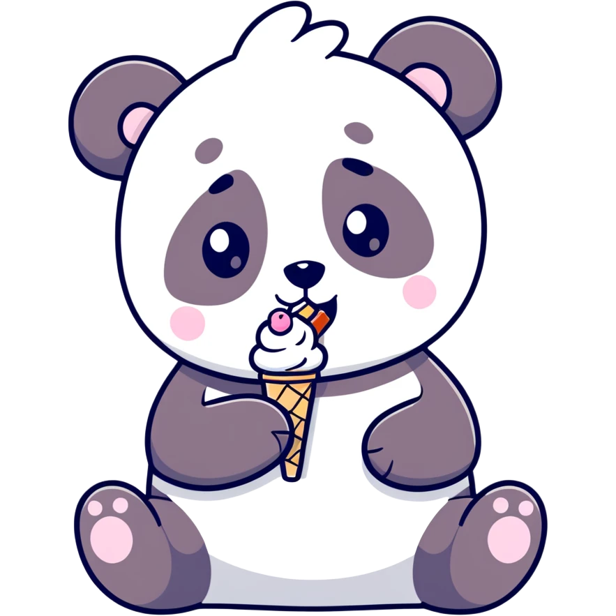 Panda eating ice cream emoji