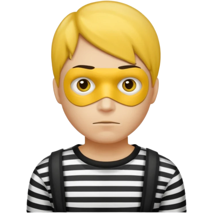 Make a robber emoji with yellow skin and white and black shirt with no mask emoji