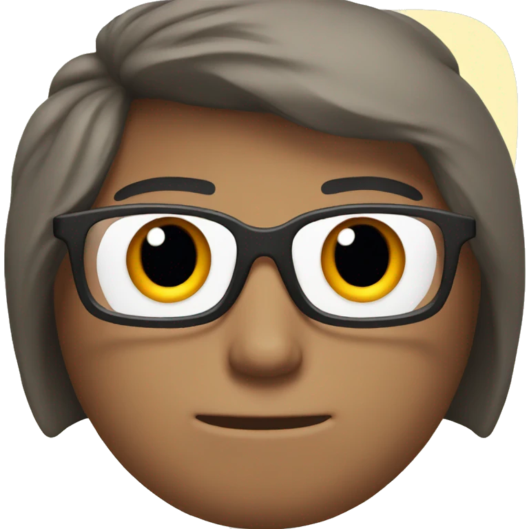 skinny guy with brown hair, black glasses and red suit emoji