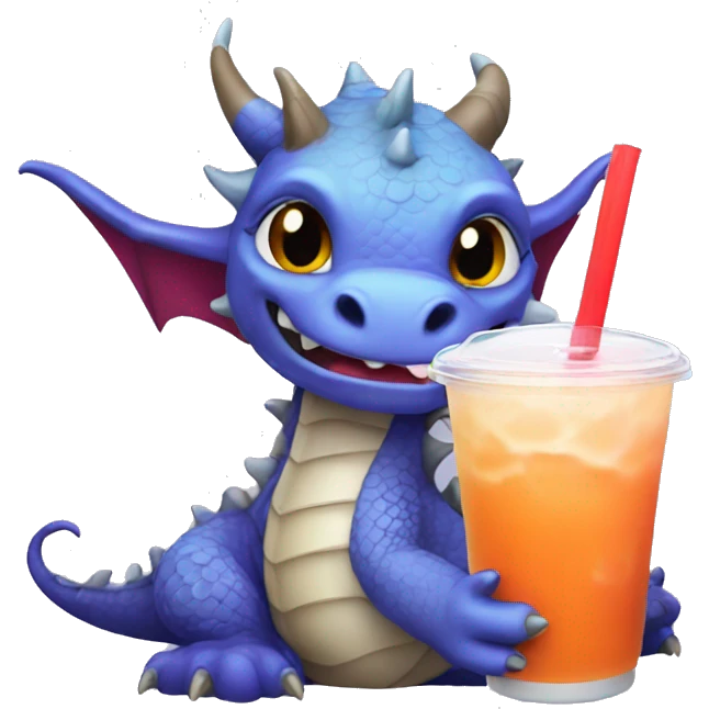 A dragon drinking boba tea emoji