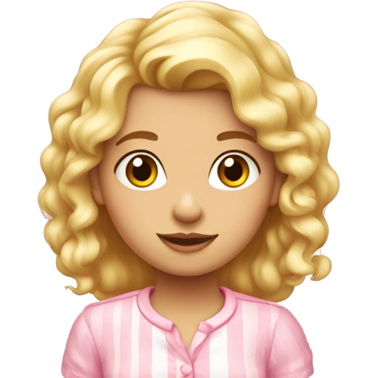 Niña blanca con pelo rizado rubia linda con camisa rosada emoji