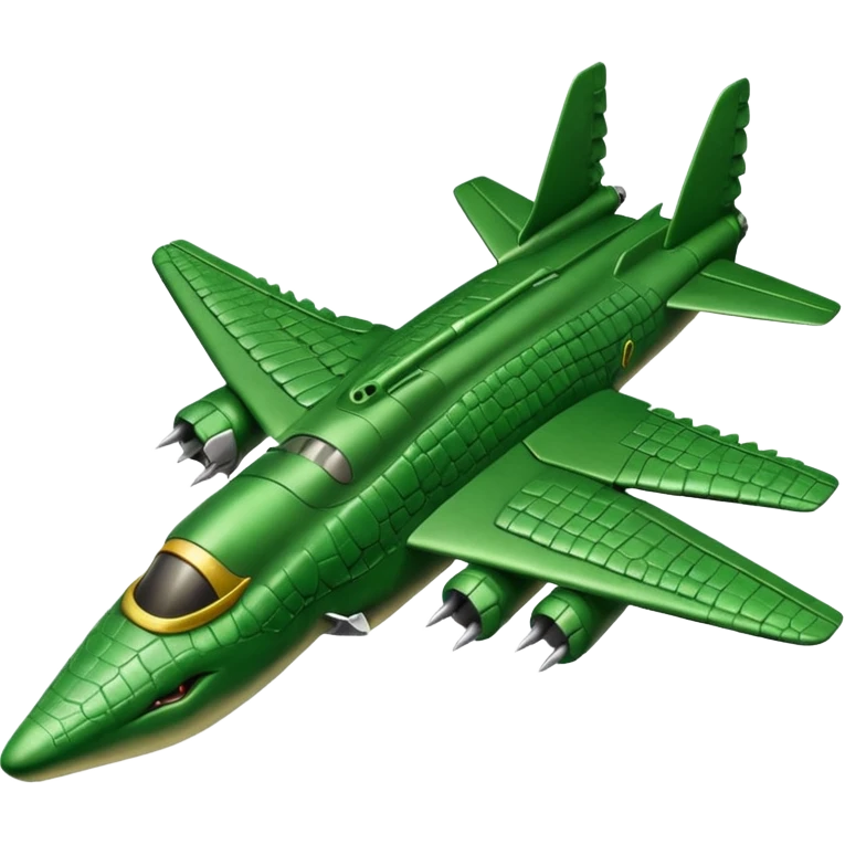 bombardilo crocodilo a green crocodile that is a war plane (a war plane with crocodile's head) emoji