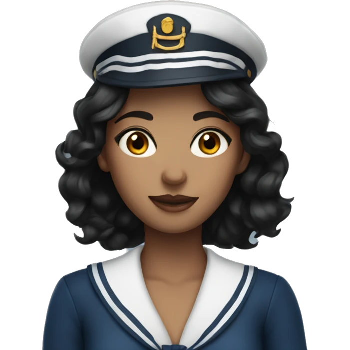 Woman sailor black hair and blue eyes emoji