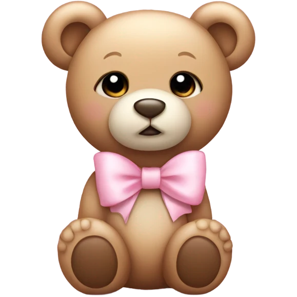 teddy bear with light baby pink bow emoji
