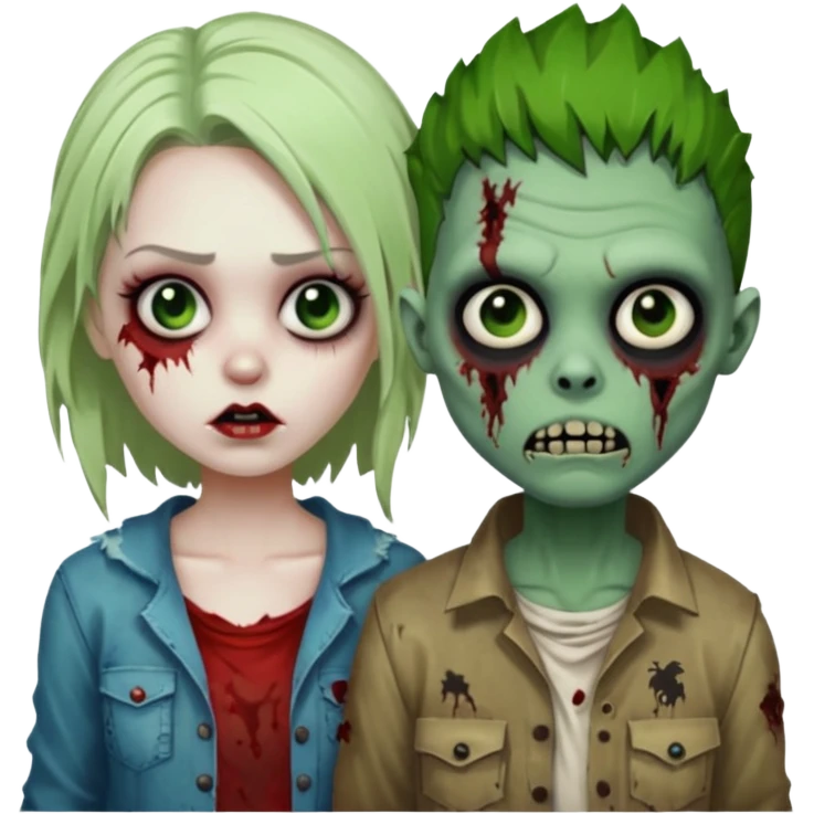 зомби девочка и зомби мальчик emoji