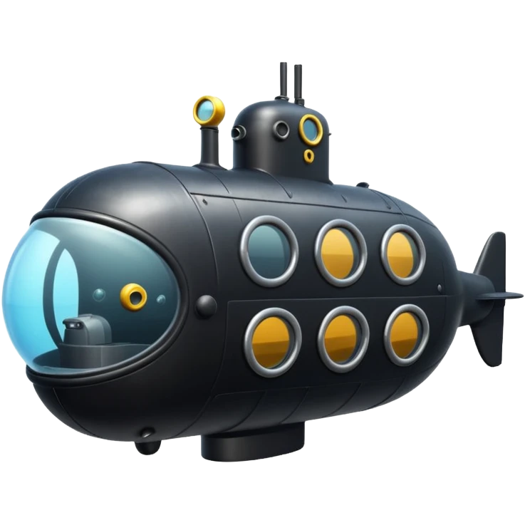can you generate an emoji of a small black submarine with only two portholes? emoji