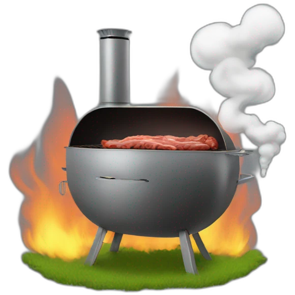 a meat smoker in the backyard billowing smoke emoji
