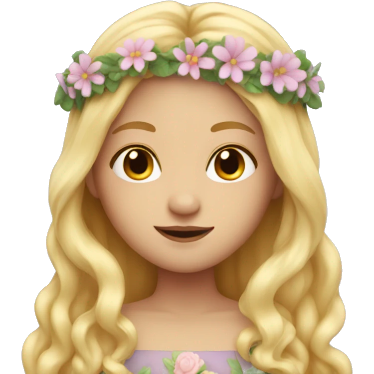 fairy with long blonde hair and flower crown emoji