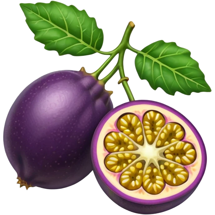 passion fruit with leaf emoji