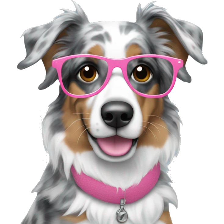 Blue Merle Great wearing pink sunglasses emoji