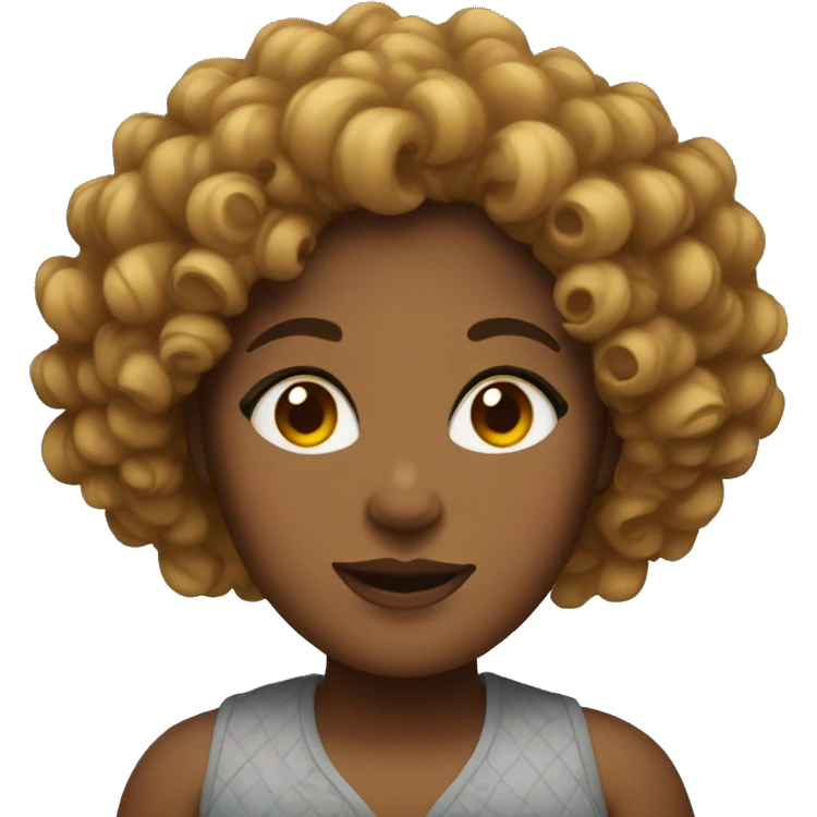 Moderately thick woman with curly hair emoji