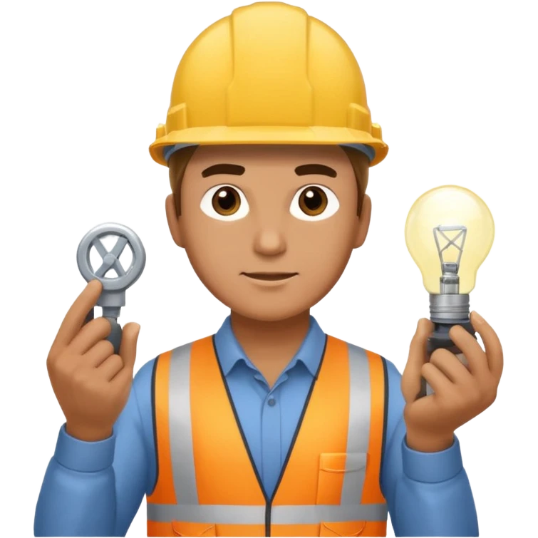 Am man Electricity power employer at work with a light emoji