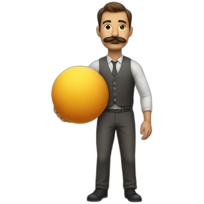 Man with mustache strenuously carrying heavy balls emoji