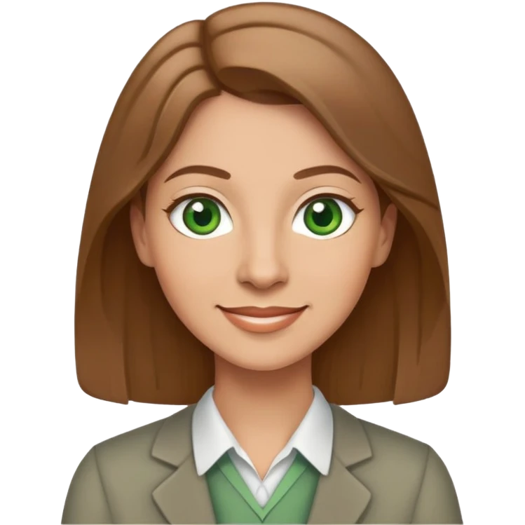 happy teacher with light brown hair and green eyes emoji