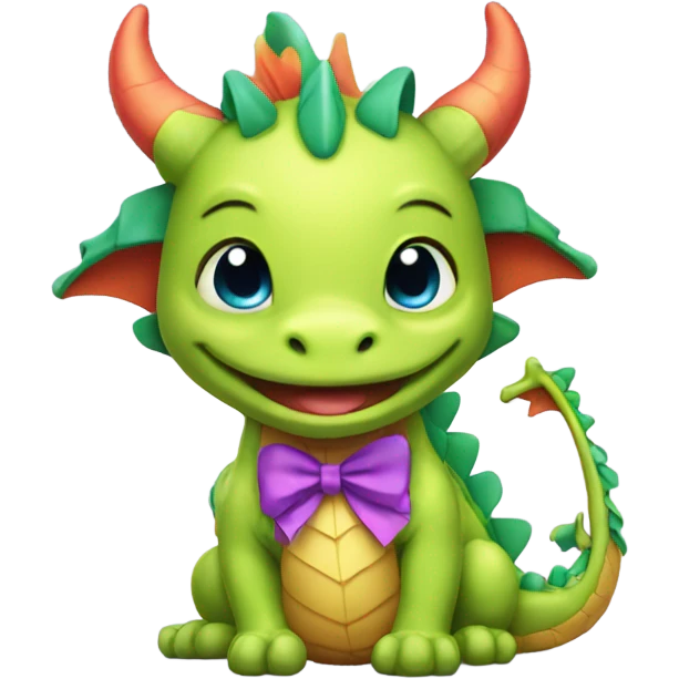 Cute dragon wearing a bow  emoji