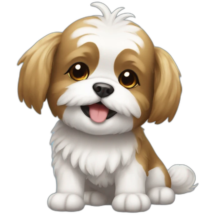 Shitzu smiling saying hello emoji