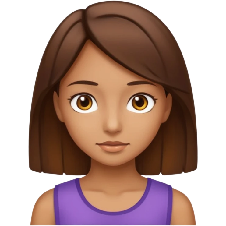 O fată cu ochi căprui și cu un top și părul de culoare șaten  emoji