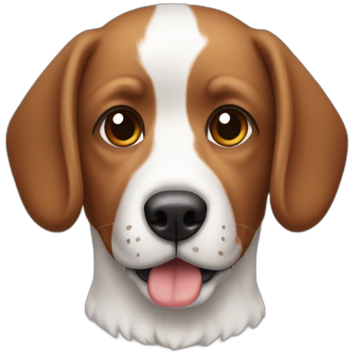 Chien blanc et marron aux oreilles emoji