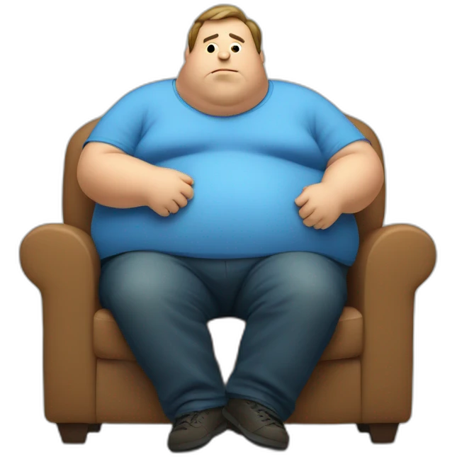 obese man with big belly watching tv emoji