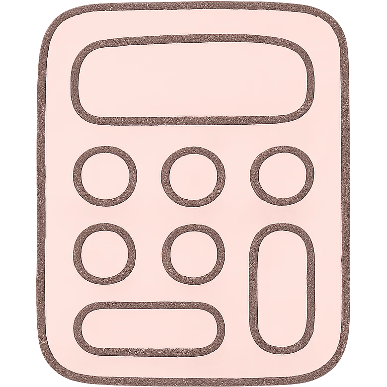 Japanese hand-drawn style, pink theme, soft and cute calculator icon, transparent background, for mobile home screen emoji