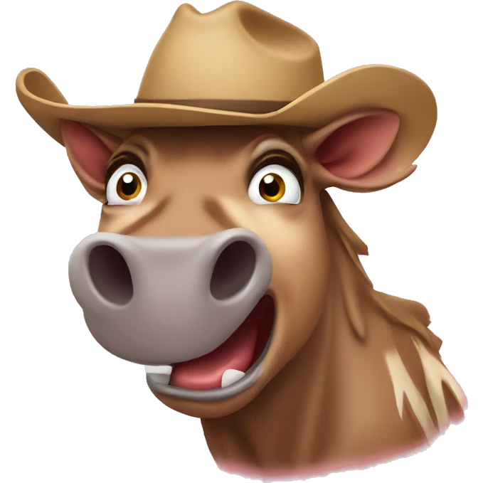 Shocked warthog with cowboy hat emoji