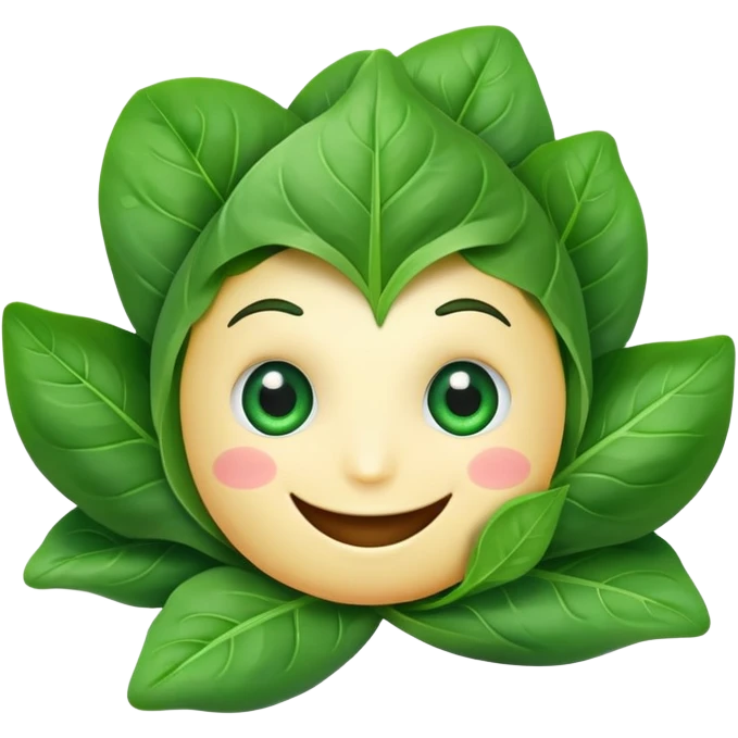 Spinach with eyes and smile without human face emoji