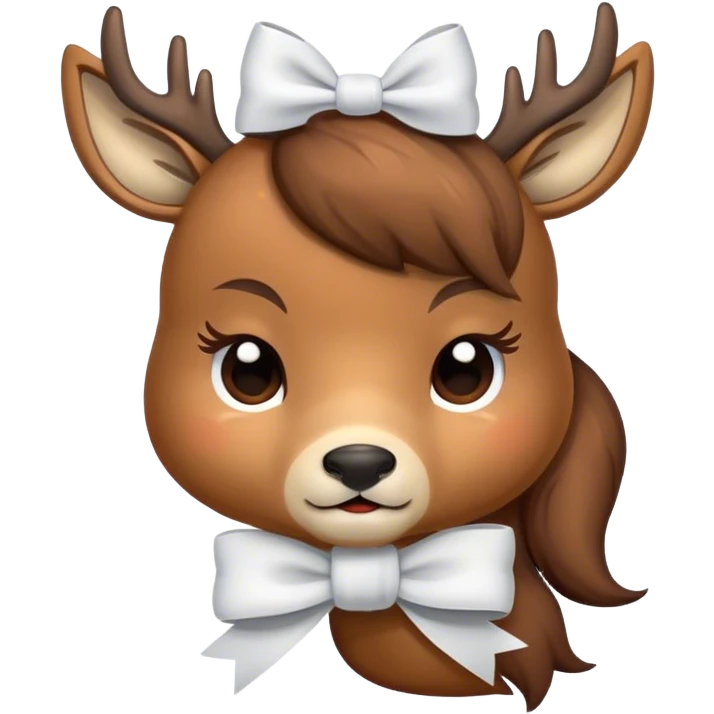 Deer with a white bow all sleepy emoji