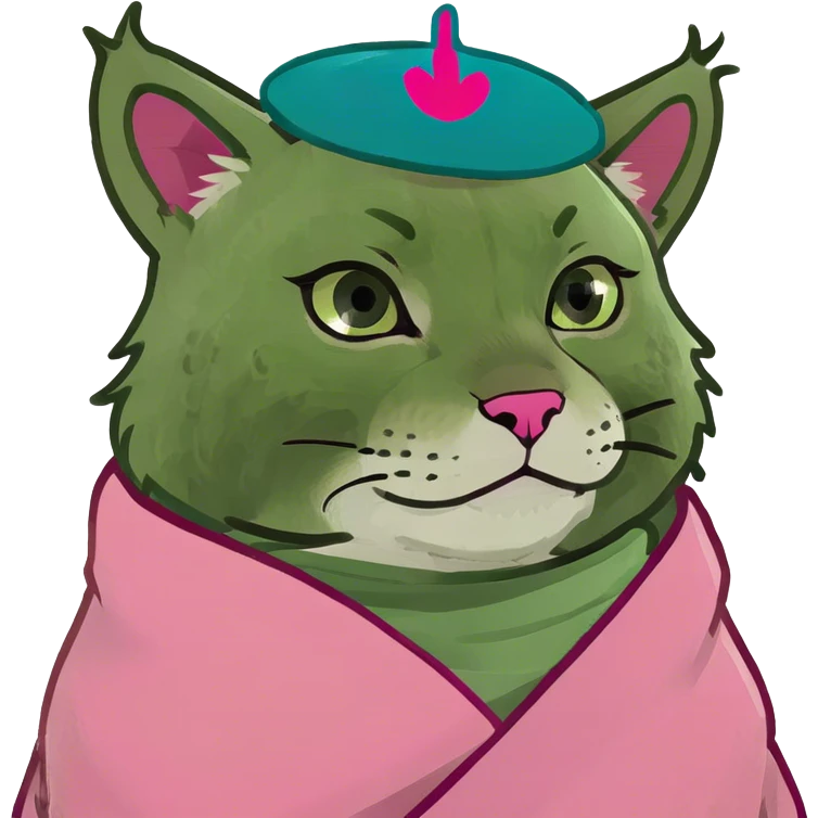 Cute baby Canadian lynx cozy in pink blanket emoji