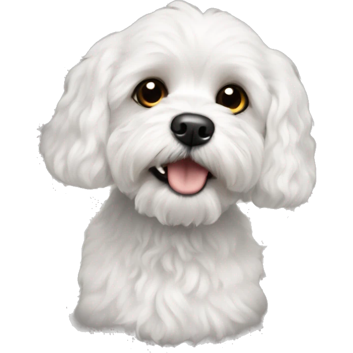 white and black cavapoo only one black eye emoji