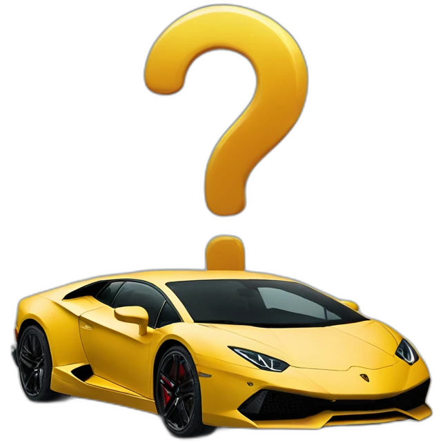 a question mark next to a Lamborghini emoji