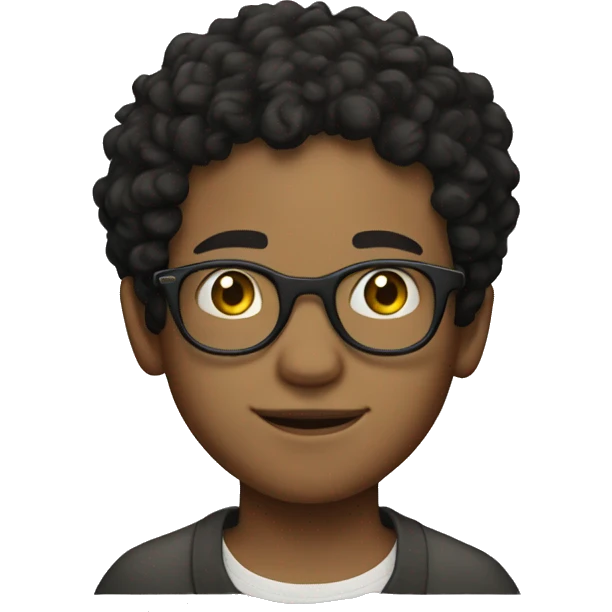 Mixed boy with freckles clear glasses and short curly black hair  emoji