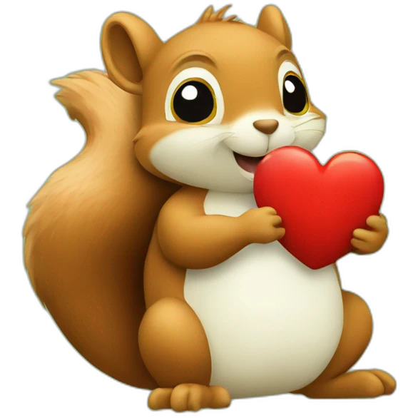 A squirrel with a turtle hugging a red heart  emoji